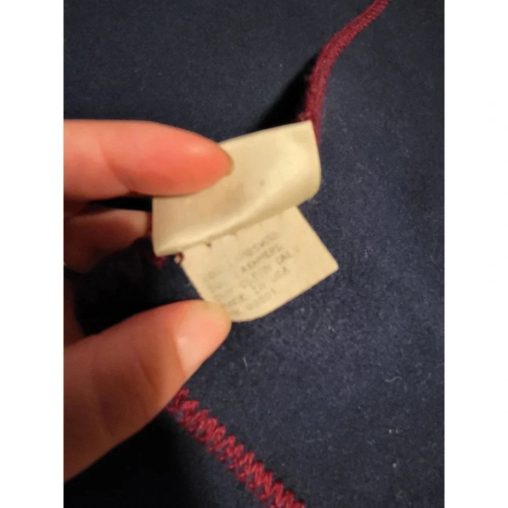 Vintage LL Bean Navy Blue Wool & Cashmere Blend Throw Blanket